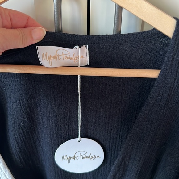 NWT Myrah Penaloza Sari Dress Blk Wht Cotton - Picture 4 of 6